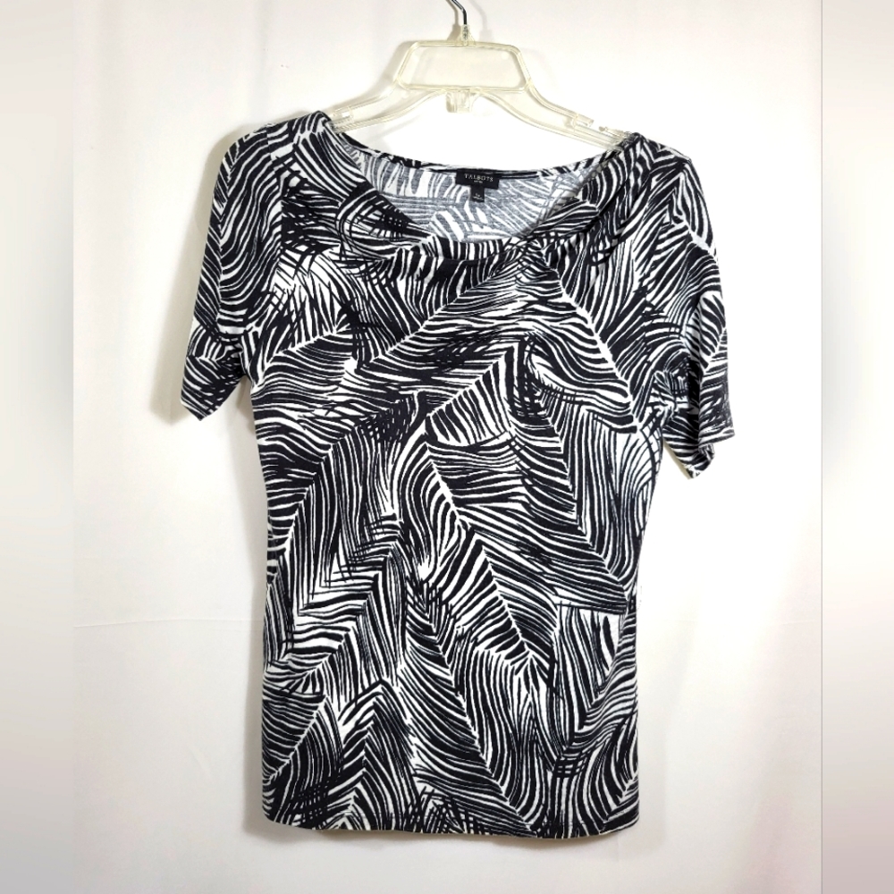 Talbots black and white zebra print tunic  women's SP  #1330